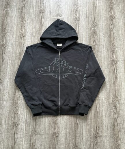 broken planet market outer space zip up hoodie-Black